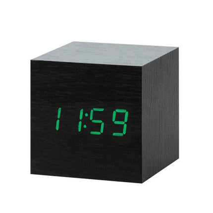 Despertador digital cubo de madera LED