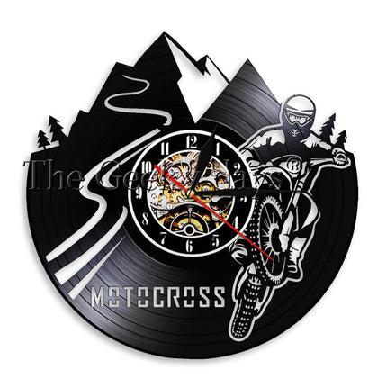 Reloj de pared disco de vinilo motocross