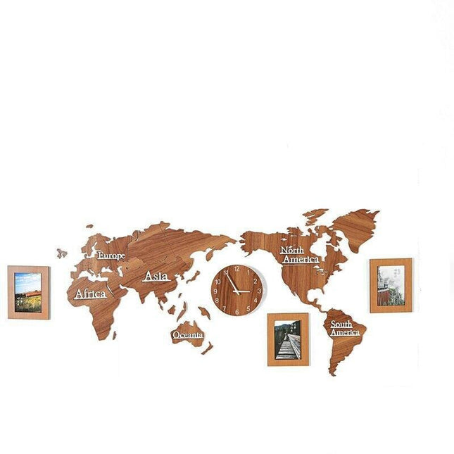 Reloj de pared mapamundi adhesivo