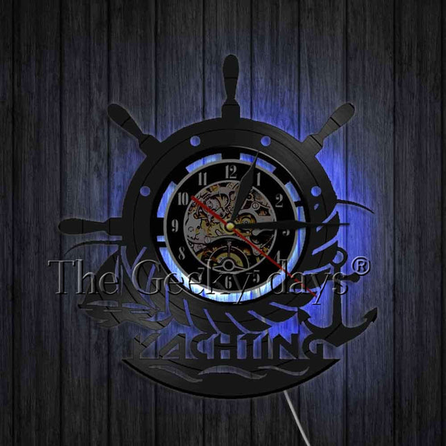 Reloj de vinilo con ancla marinera