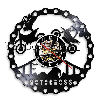 Reloj de pared disco de vinilo motocross