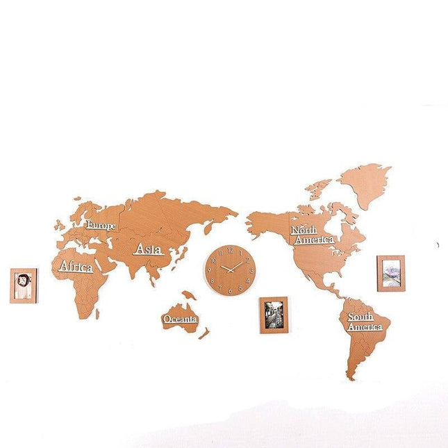 Reloj de pared mapamundi adhesivo