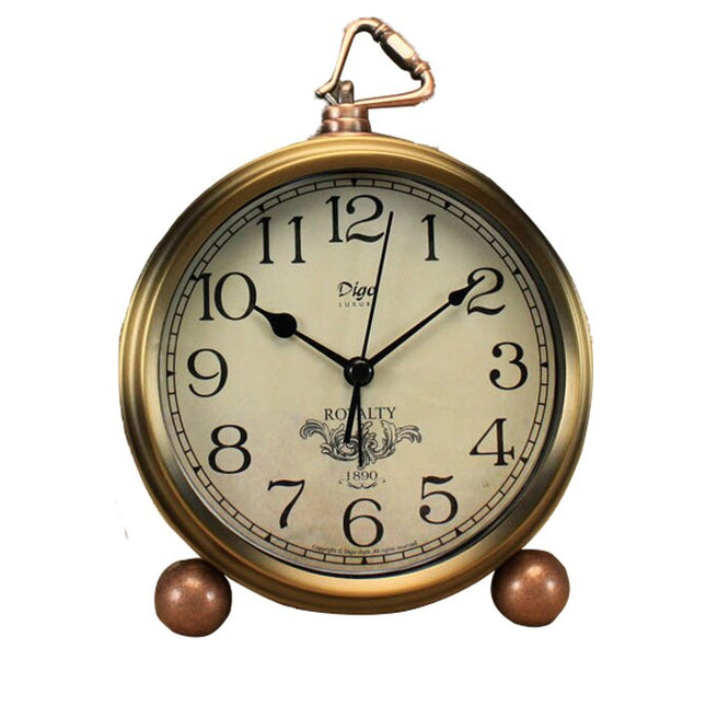 Reloj de mesa vintage retro dorado