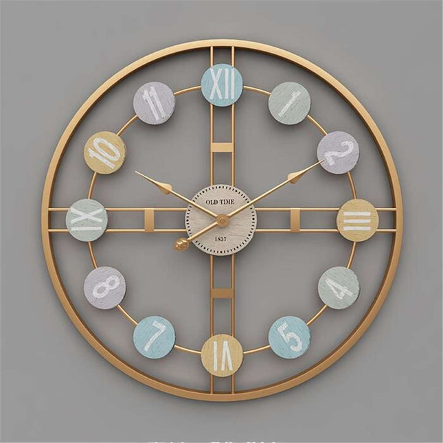 Reloj de pared industrial números coloridos