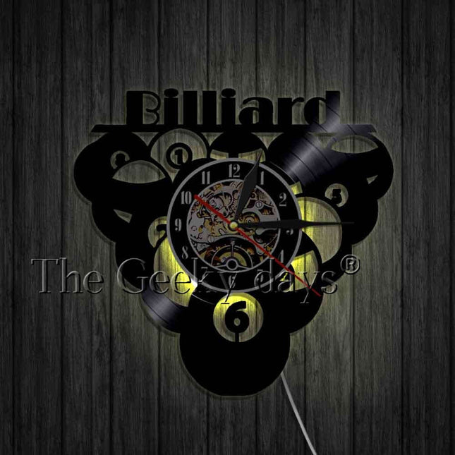 Reloj de pared vinilo tema billar