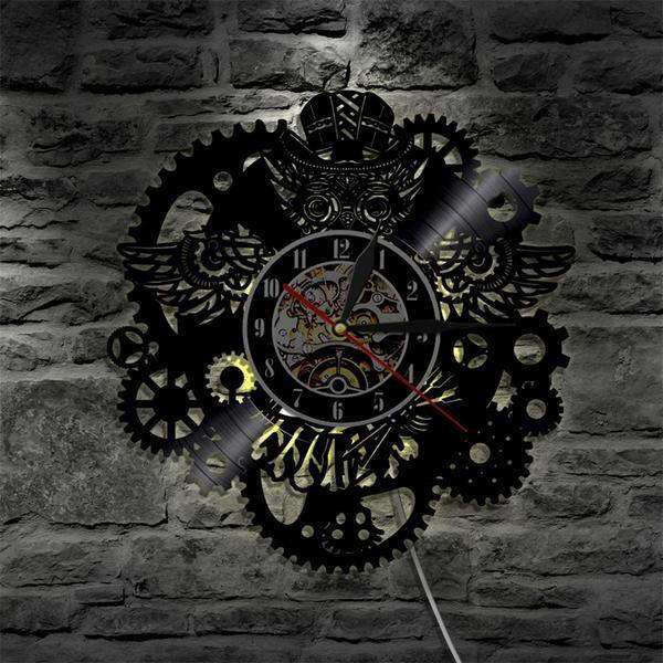 Reloj de pared LED steampunk con engranajes