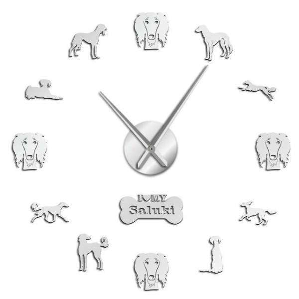 Reloj de pared adhesivo perro Saluki