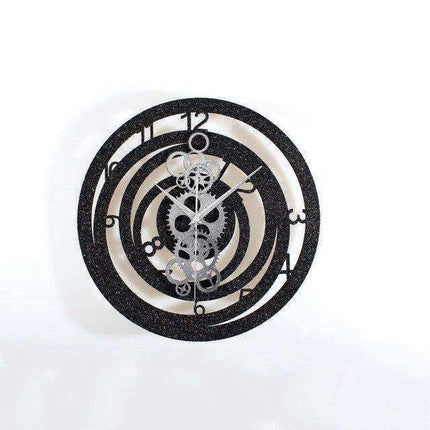 Reloj de pared espiral engranajes vistos