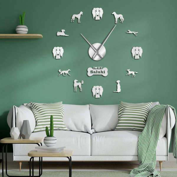Reloj de pared adhesivo perro Saluki