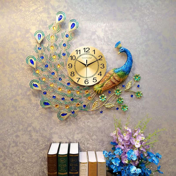 Reloj de pared decorativo pavo real