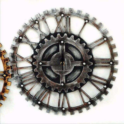 Reloj de pared retro con engranajes