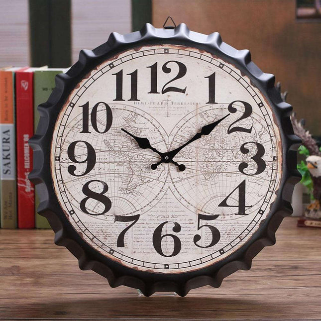 Reloj de pared vintage forma chapa cerveza