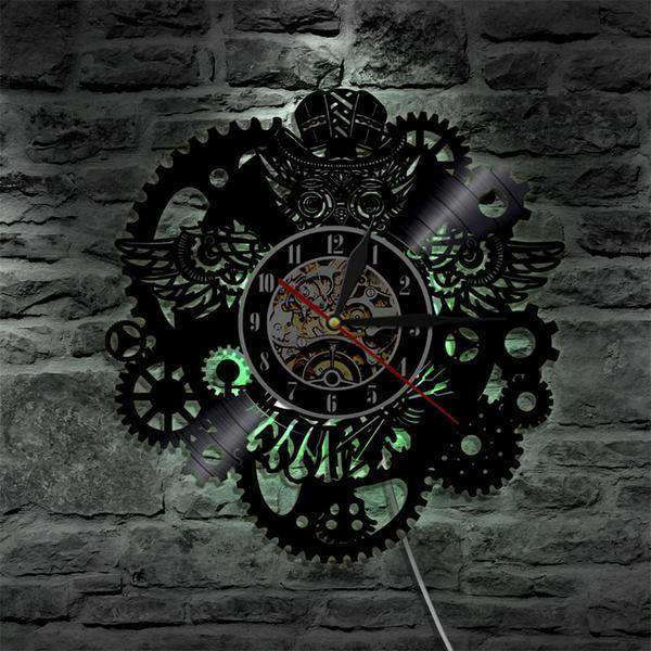 Reloj de pared LED steampunk con engranajes