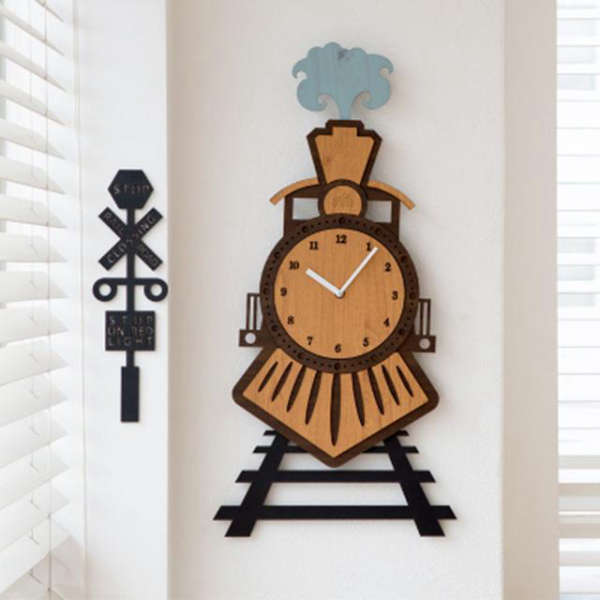 Reloj de pared infantil forma de tren