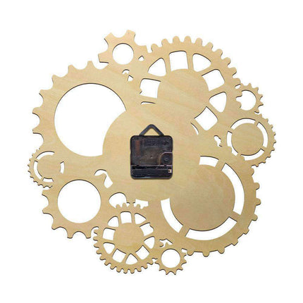 Reloj de pared de madera con engranajes