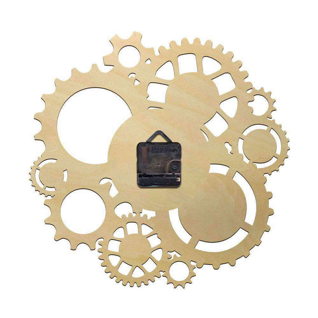 Reloj de pared de madera con engranajes