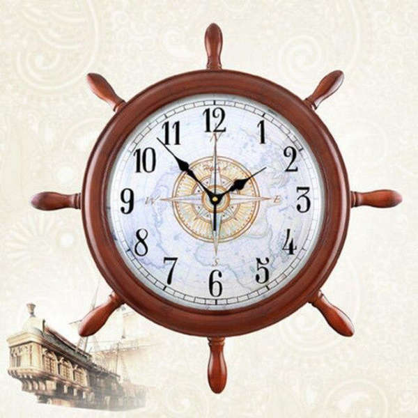 Reloj de pared diseño timón barco