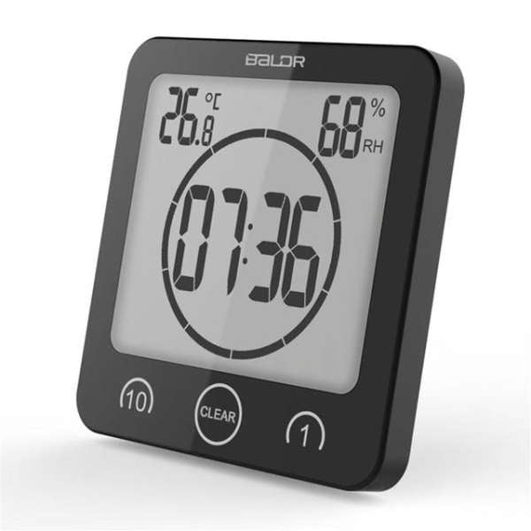 Reloj digital cuadrado para baño con ventosa