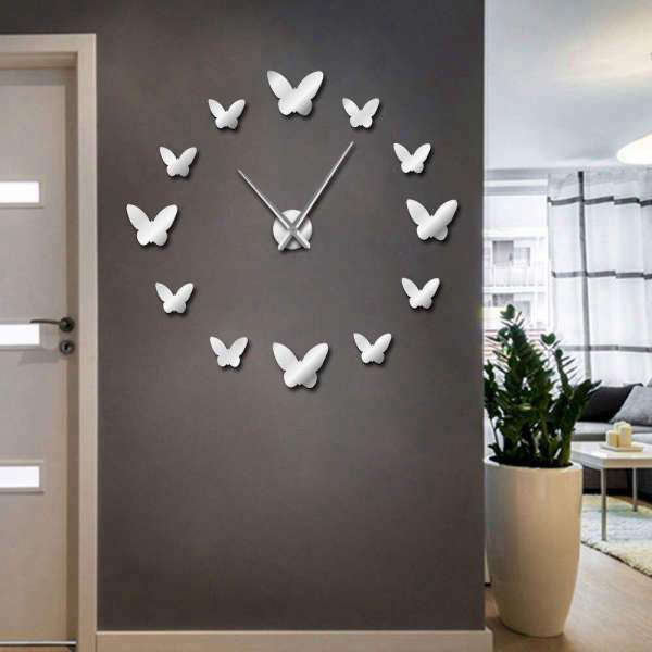 Reloj de pared adhesivo con mariposas