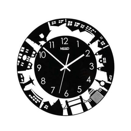 Reloj de pared skyline ciudad negro