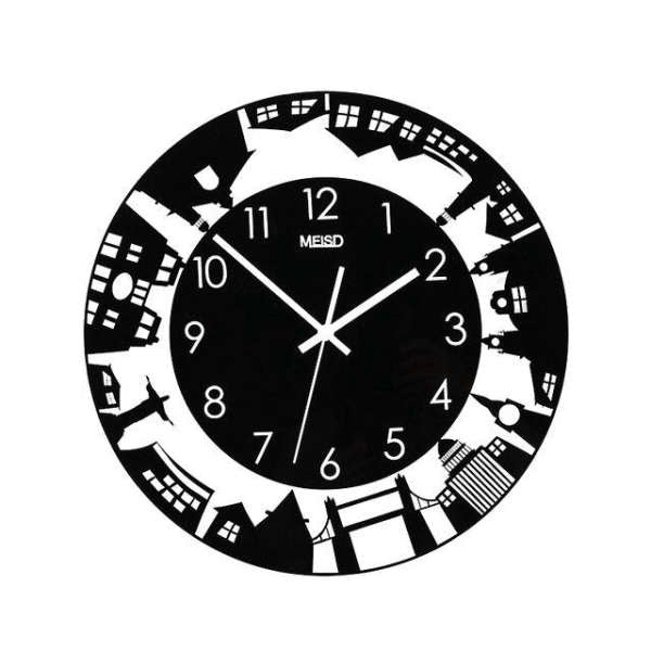 Reloj de pared skyline ciudad negro
