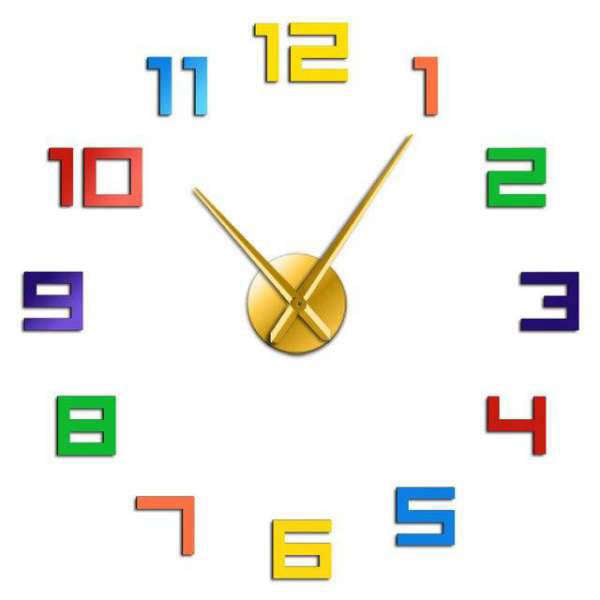 Reloj de pared adhesivo números multicolor