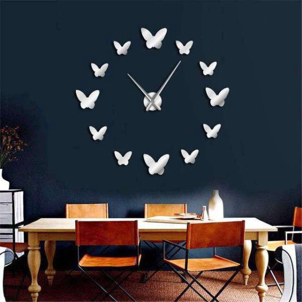 Reloj de pared adhesivo con mariposas