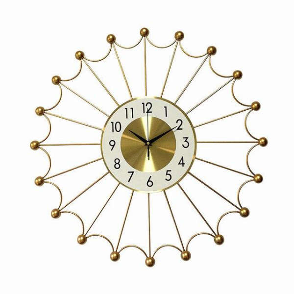 Reloj de pared grande diseño sol dorado