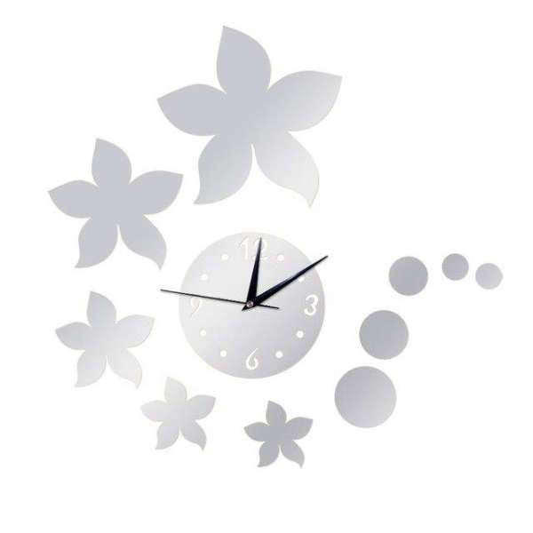 Reloj de pared adhesivo con flores