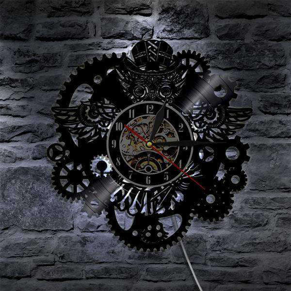 Reloj de pared LED steampunk con engranajes