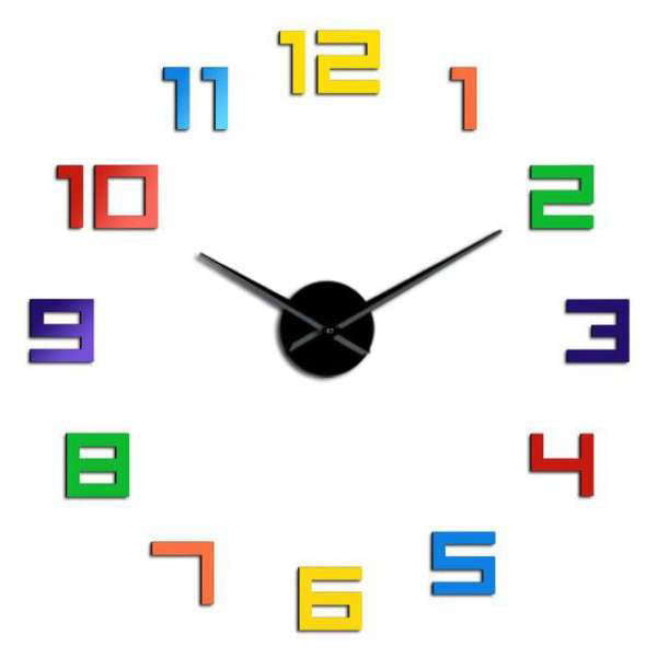 Reloj de pared adhesivo números multicolor