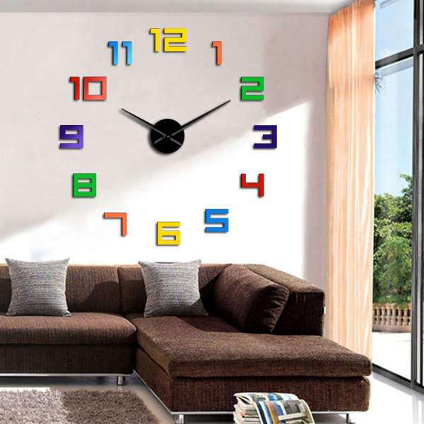 Reloj de pared adhesivo números multicolor