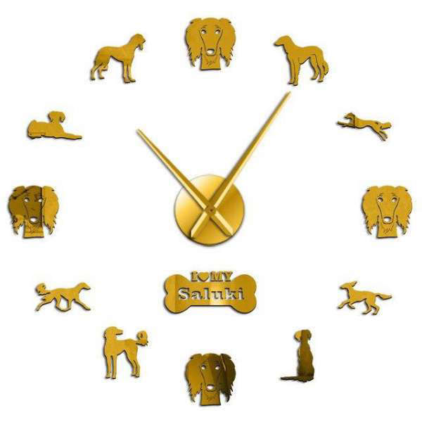 Reloj de pared adhesivo perro Saluki