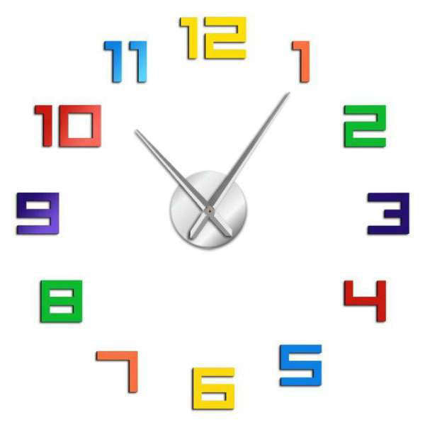 Reloj de pared adhesivo números multicolor