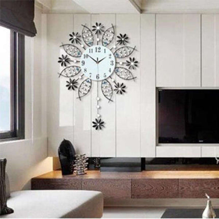 Reloj de pared grande metal flores