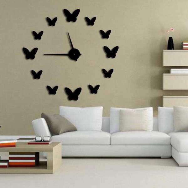 Reloj de pared adhesivo con mariposas