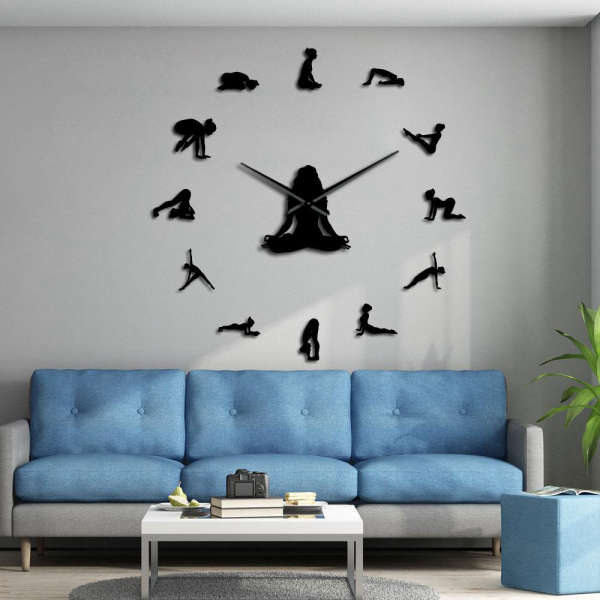 Reloj de pared adhesivo posturas yoga