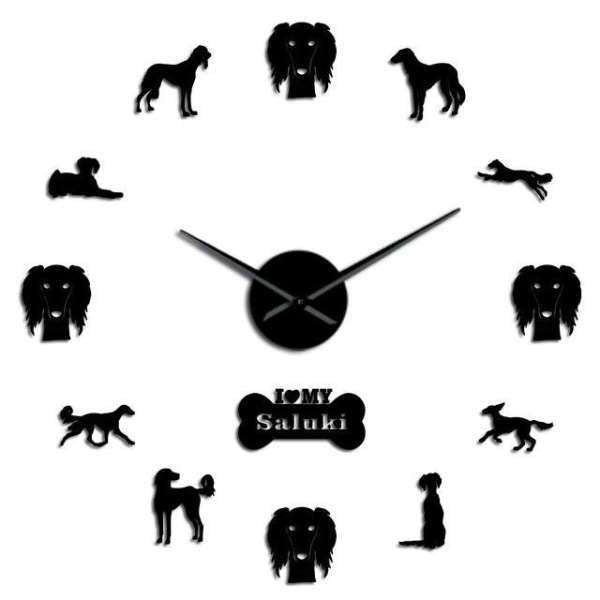 Reloj de pared adhesivo perro Saluki