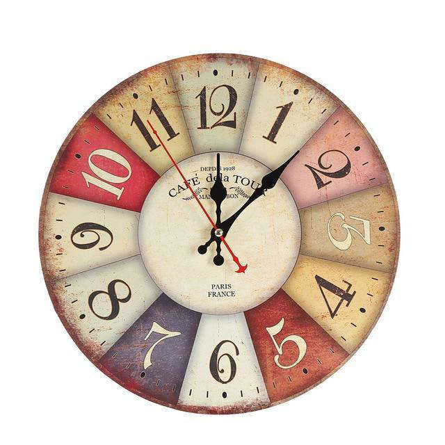 Reloj de pared vintage madera multicolor París