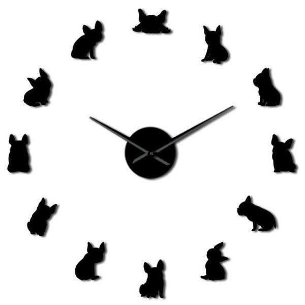 Reloj de pared 3D raza Bulldog Francés