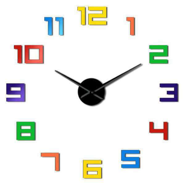 Reloj de pared adhesivo 3D arcoíris