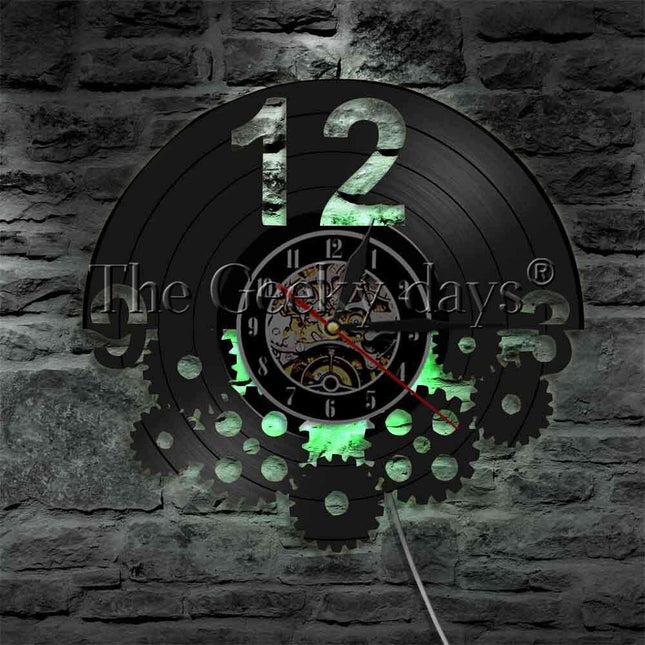 Reloj de pared steampunk con luz LED