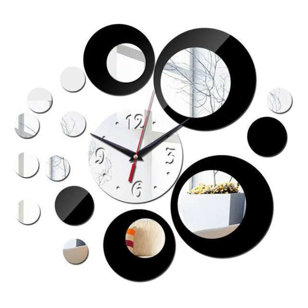 Reloj de pared moderno efecto espejo
