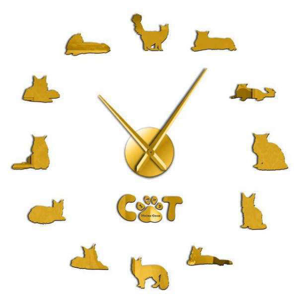 Reloj de pared adhesivo razas gatos