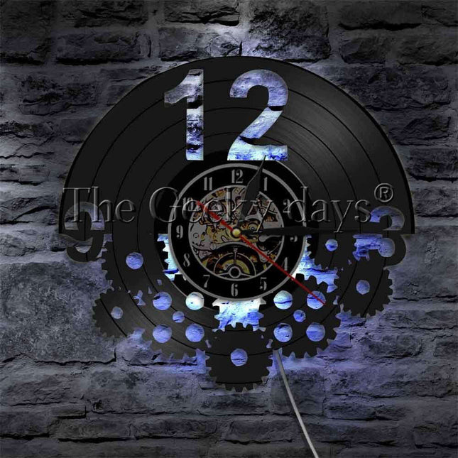 Reloj de pared steampunk con luz LED