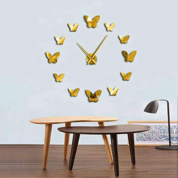 Reloj de pared adhesivo con mariposas