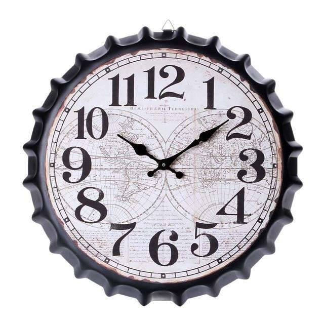 Reloj de pared vintage forma chapa cerveza