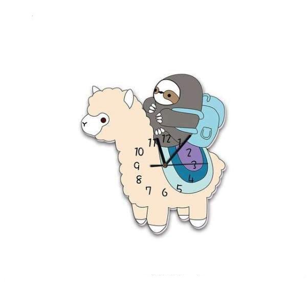 Reloj de pared infantil llama y perezoso