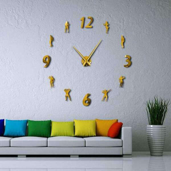 Reloj de pared adhesivo tema culturismo