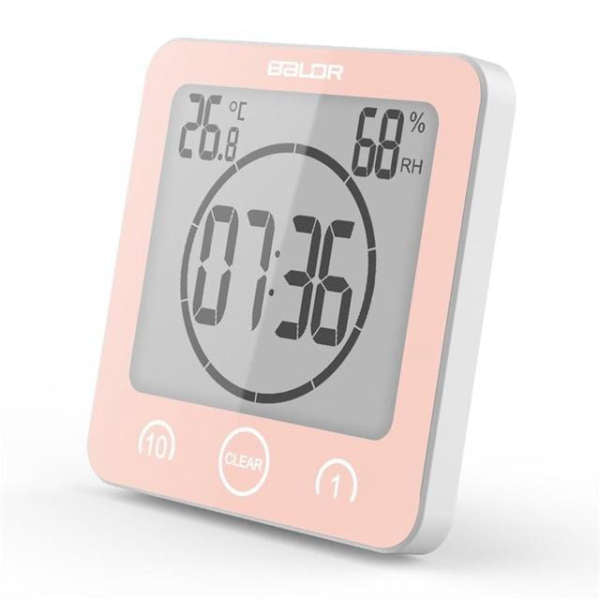 Reloj digital cuadrado para baño con ventosa
